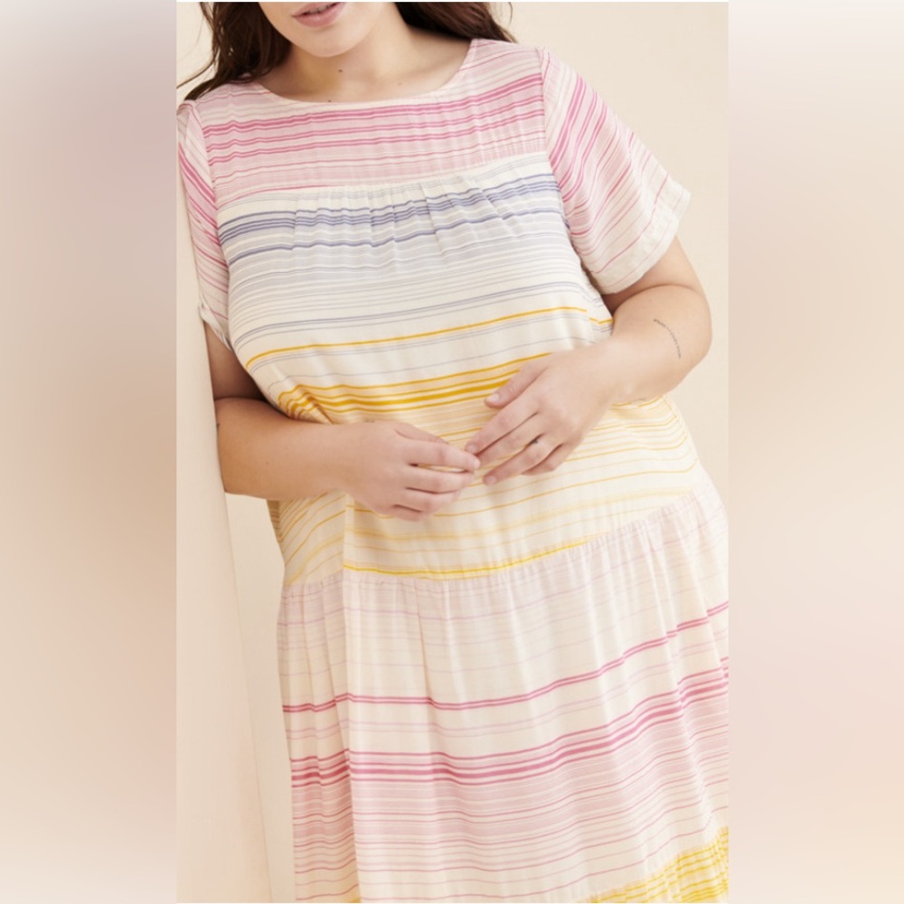 Anthropologie Women's Striped Merida Tiered Maxi Pocket Dress - Picture 4 of 8